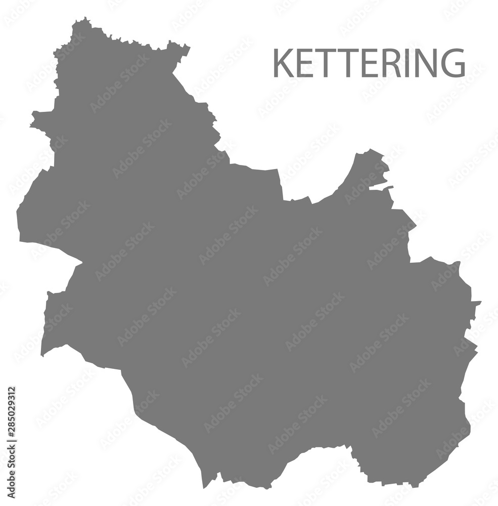Kettering grey district map of East Midlands England UK