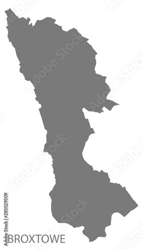 Broxtowe grey district map of East Midlands England UK