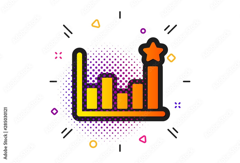 Business chart sign. Halftone circles pattern. Efficacy icon. Analysis graph symbol. Classic flat efficacy icon. Vector Business chart sign. Halftone circles pattern. Efficacy icon. Analysis graph symbol. Classic flat efficacy icon. Vector