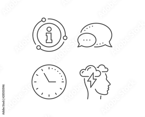 Mindfulness line icon. Chat bubble, info sign elements. Psychology sign. Cloud storm symbol. Linear mindfulness stress outline icon. Information bubble. Vector