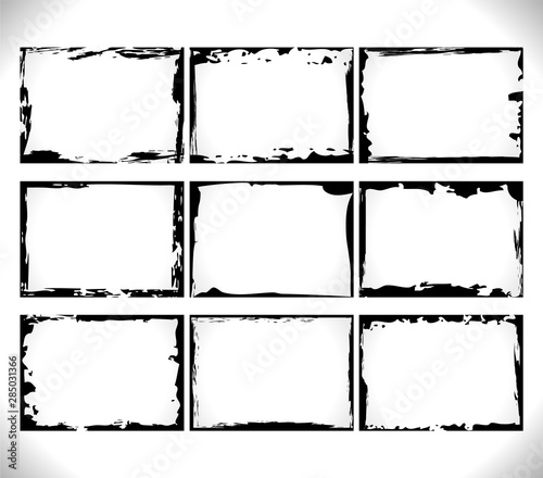 Vector Design horizontal Black blank Grunge Frame Set
