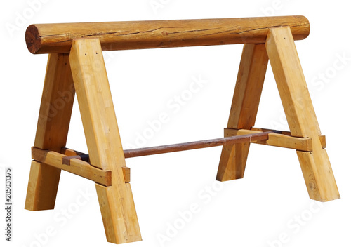 Wooden sawhorse shot