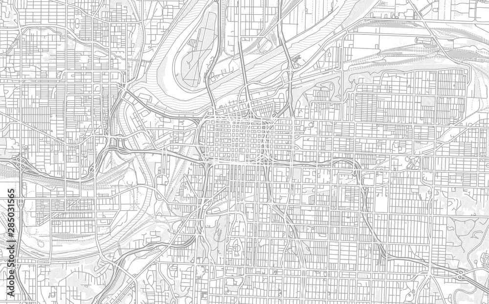 Kansas City, Missouri, USA, bright outlined vector map - obrazy, fototapety, plakaty 