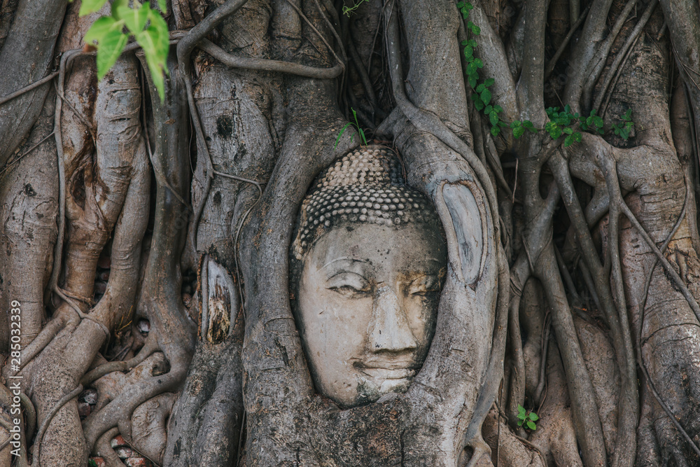 Amazing details of the Wat Maha That temple with the ruins of the Buddha statues. UNESCO Worl Heritage site. Amazing details of the Wat Maha That temple with the ruins of the Buddha statues. UNESCO Worl Heritage site.