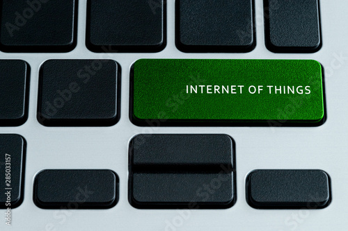 Internet Of Things Text on Laptop Keyboard Button. Theme of Online Security and Internet Security. Data Privacy Terms.