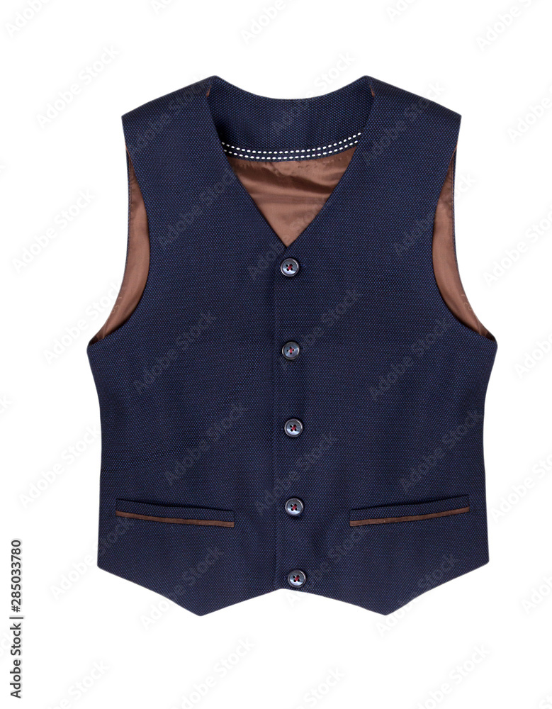 Blue vest for a boy isolated on a white background Blue vest for a boy isolated on a white background