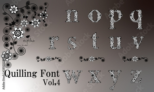 Quilling Font Vol.4　花を装飾した美しく可愛らしいフォント