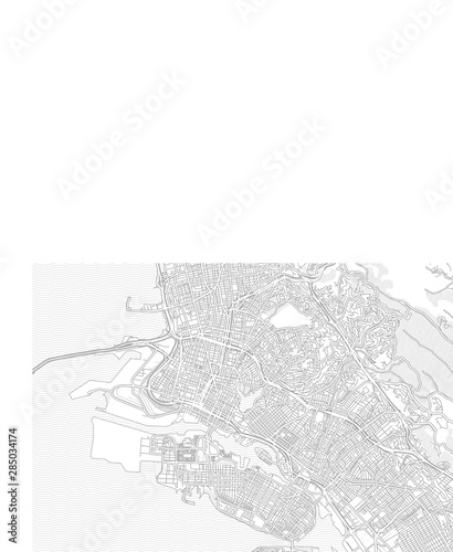 Oakland, California, USA, bright outlined vector map