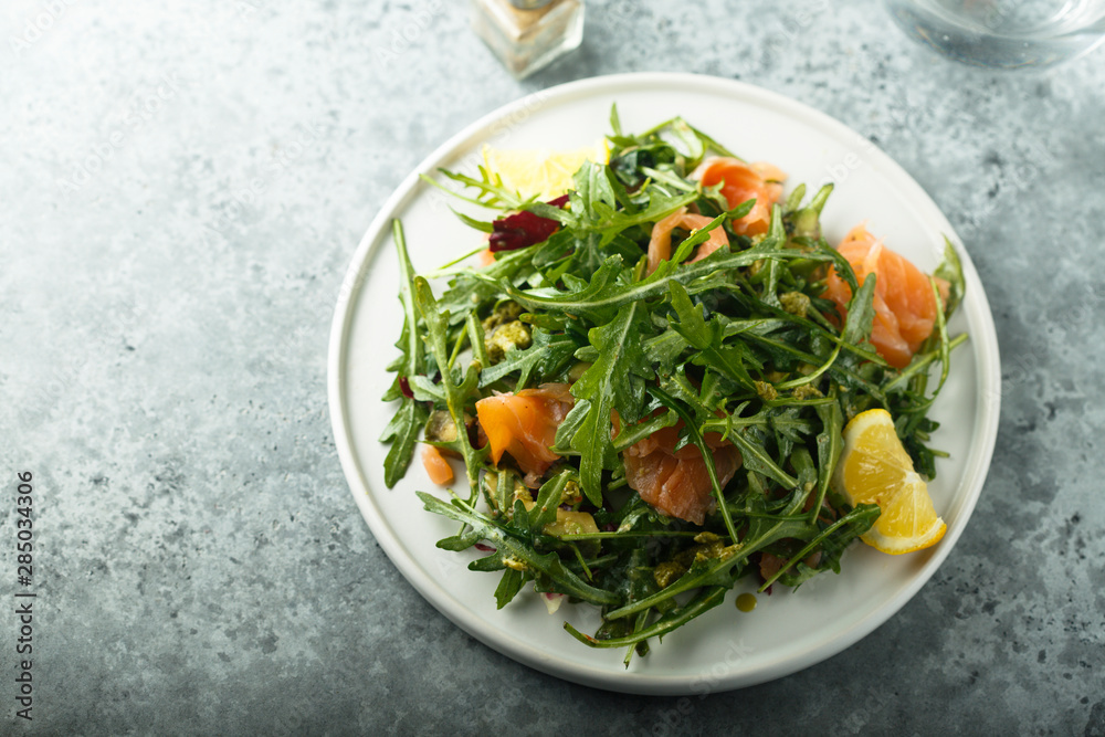 Arugula salad with smoked salmon Arugula salad with smoked salmon
