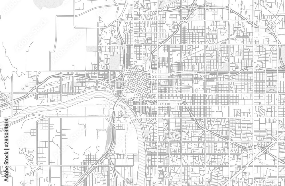 Fototapeta premium Tulsa, Oklahoma, USA, bright outlined vector map