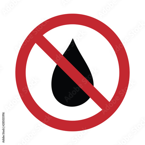 Vector silhouette no waste of water mark on white background. Symbol of stop,prohibition,warning,drink.