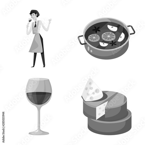 Vector design of stamp and restaurant symbol. Set of stamp and vineyard stock vector illustration.