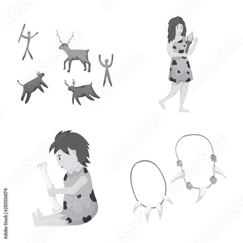 Vector illustration of history and era logo. Set of history and neolithic stock vector illustration.