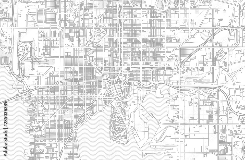 Tampa, Florida, USA, bright outlined vector map