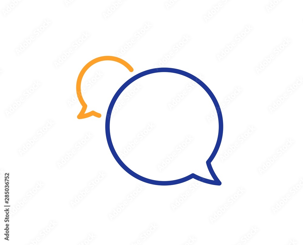 Speech bubble sign. Messenger line icon. Chat message symbol. Colorful outline concept. Blue and orange thin line messenger icon. Vector