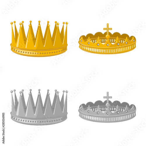 Vector design of medieval and nobility logo. Collection of medieval and monarchy stock vector illustration.