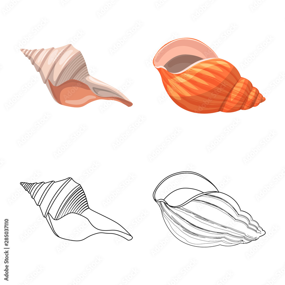 Naklejka premium Vector illustration of animal and decoration symbol. Set of animal and ocean vector icon for stock.
