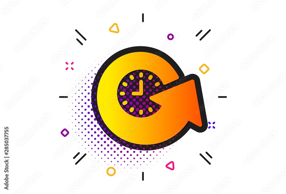 Fototapeta premium Refresh watch sign. Halftone circles pattern. Update time icon. Classic flat update time icon. Vector