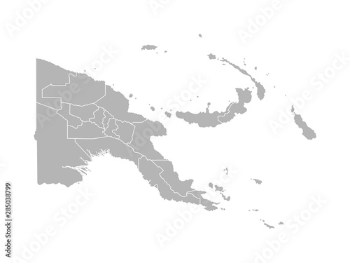 Vector isolated illustration of simplified administrative map of Papua New Guinea. Borders of the provinces. Grey silhouettes. White outline photo