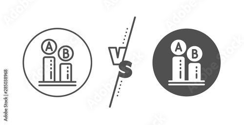 Ui test chart sign. Versus concept. Ab testing line icon. Line vs classic ab testing icon. Vector
