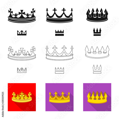 Vector illustration of medieval and nobility symbol. Collection of medieval and monarchy stock symbol for web.