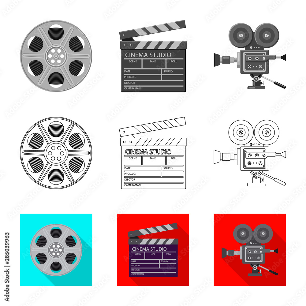 Vector design of television and filming sign. Set of television and viewing stock symbol for web.