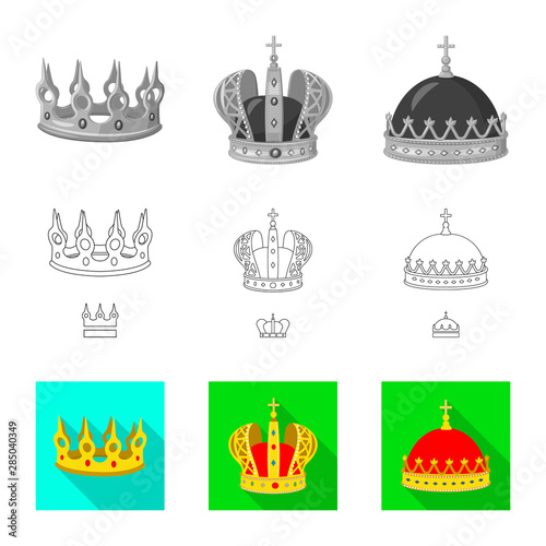 Vector illustration of medieval and nobility symbol. Collection of medieval and monarchy stock symbol for web.