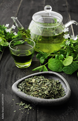 healthy green tea with herbs