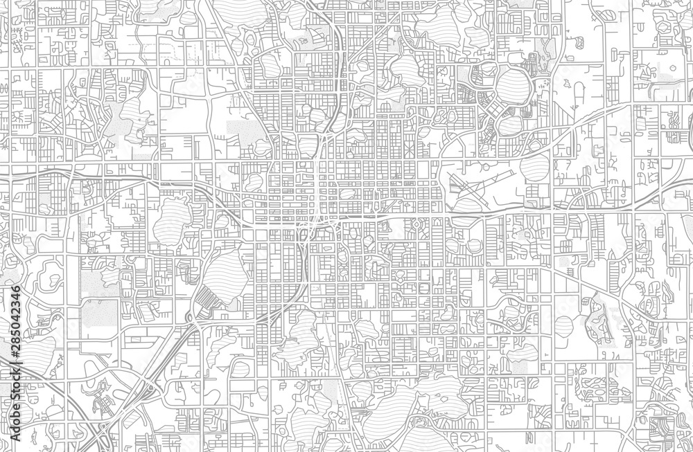 Orlando, Florida, USA, bright outlined vector map