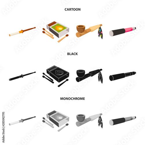 Vector illustration of accessories and harm symbol. Set of accessories and euphoria stock symbol for web.