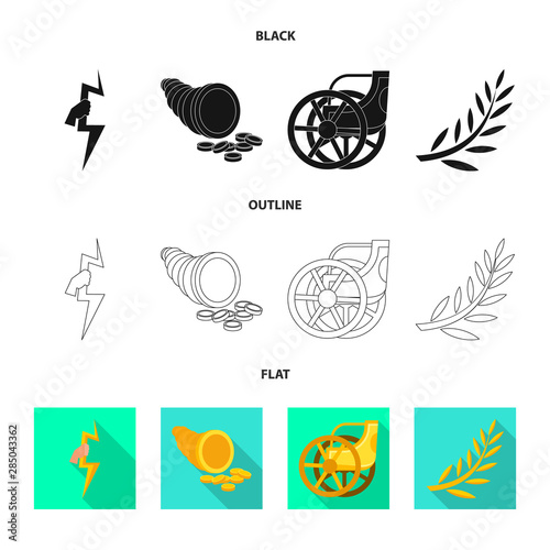 Isolated object of deity and antique icon. Collection of deity and myths stock vector illustration.