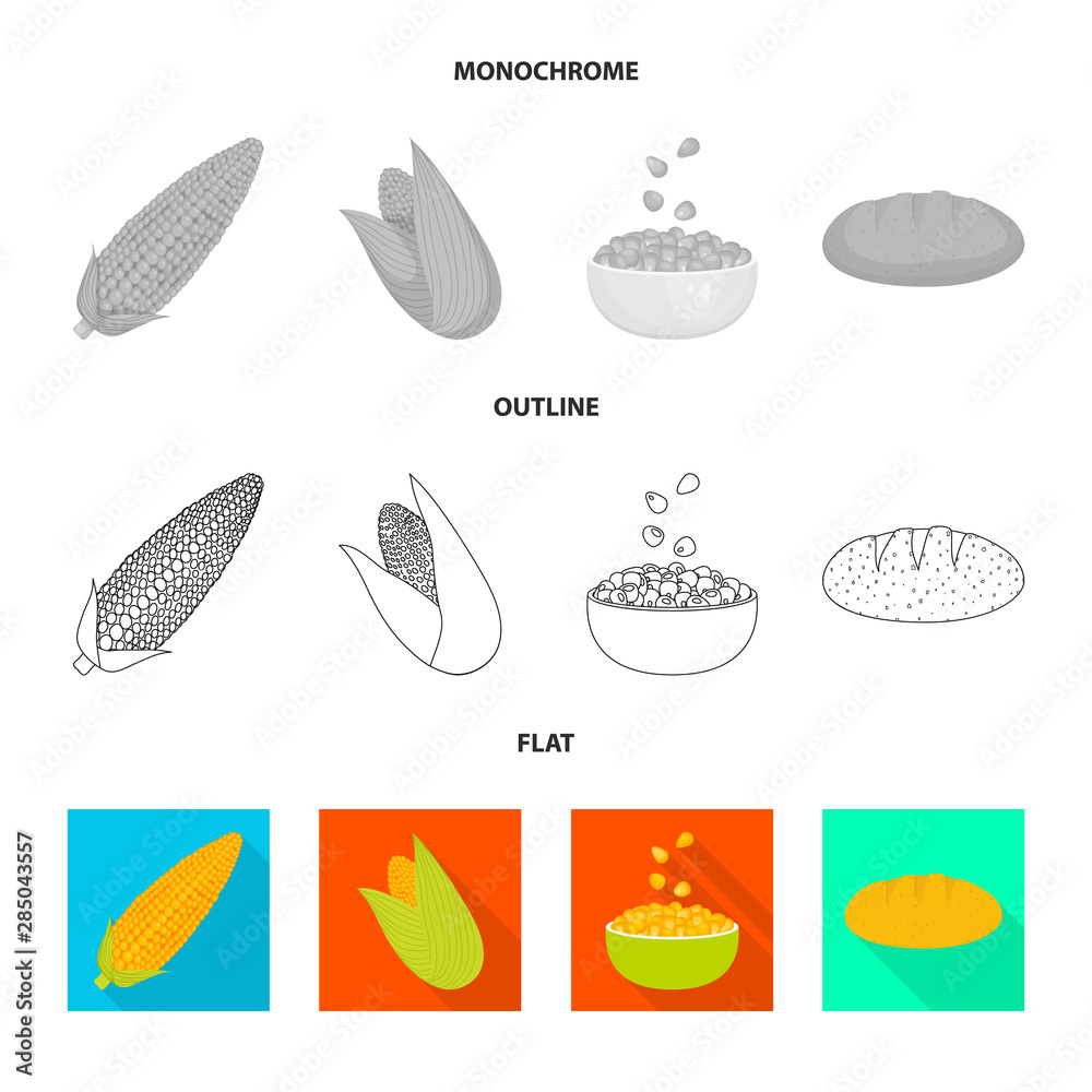Vector design of cornfield and vegetable icon. Set of cornfield and vegetarian stock symbol for web.