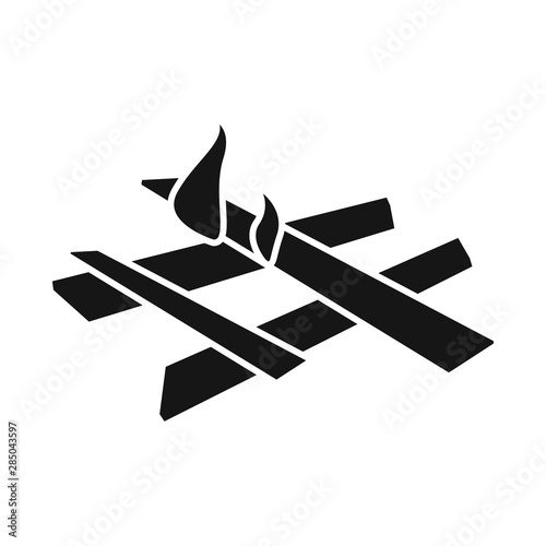 Vector design of bonfire and woodpile logo. Set of bonfire and stacked stock symbol for web.