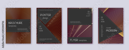 Black brochure design template set. Gold abstract 