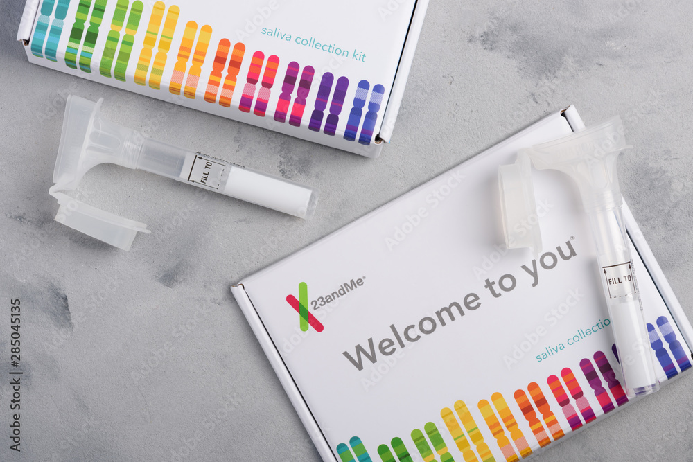 23andMe personal genetic test saliva collection kit, with tube and box ...