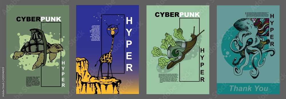 Obraz premium set cyber animal