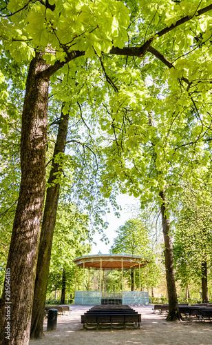 The eclectic-style bandstand in Brussels Park, Belgium, was built in 1841 by renowned belgian architect Jean-Pierre Cluysenaar. photo