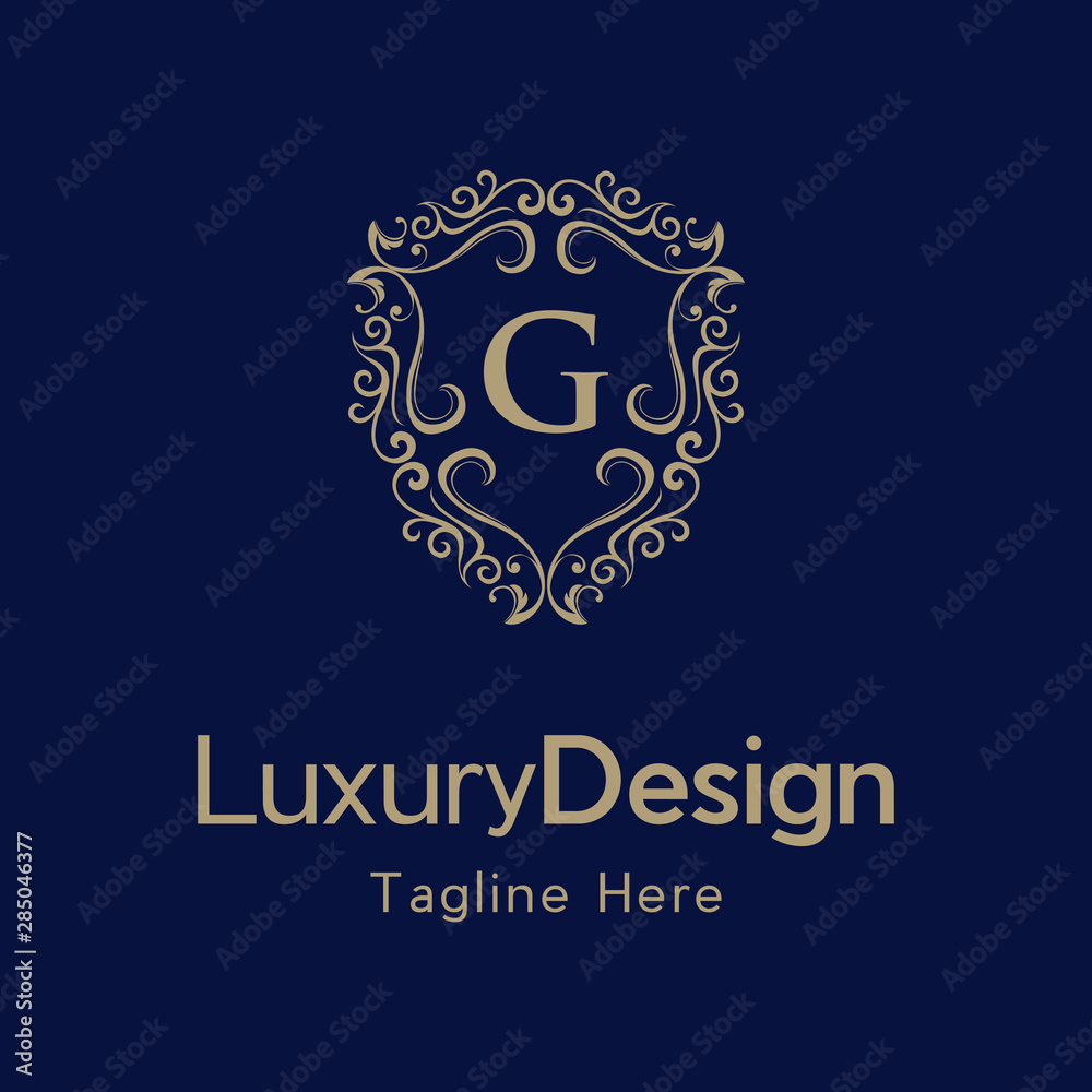 Premium monogram letter G initials ornate signature logotype. G Letter Gold luxury vintage monogram floral decorative logo