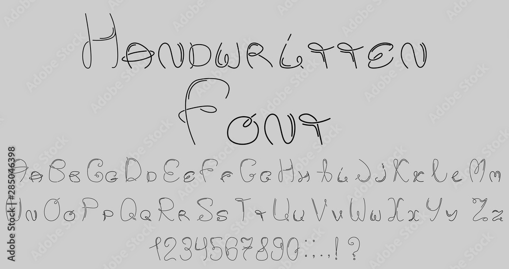 The font of the smooth and parallel lines. Numbers and punctuation marks.