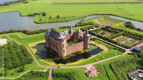 Castle Muiderslot from the air nearby Amsterdam, the Netherlands photo