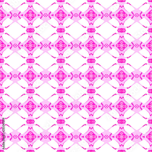 Pink geometric seamless pattern. Hand drawn waterc