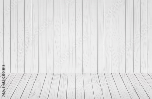 White old natural wooden vector wall. Background of empty room with messy, grungy crack.Shabby chic style Rural warm perspective interior.Template backdrop for sale banner, winter holiday 3d product  © Alona Khadzhyoglo
