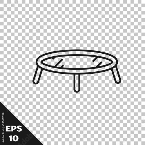 Black line Jumping trampoline icon isolated on transparent background. Vector Illustration