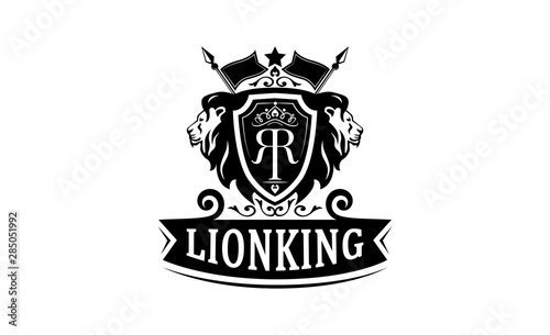 lion logo, royal king animal, vector illustration