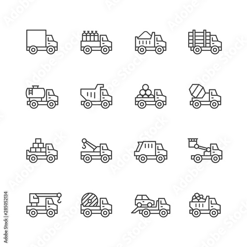 Set of 16 truck icons.