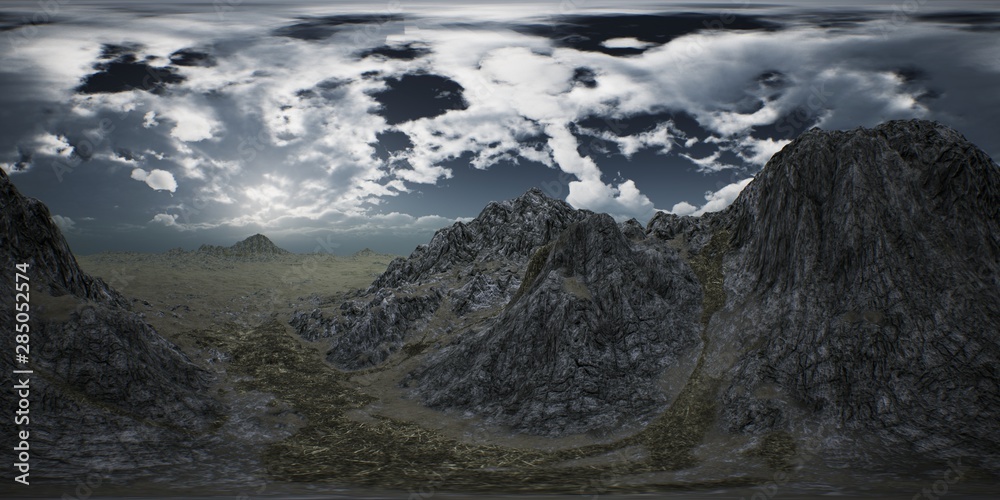 VR 360 Huge Dark Clouds over Scottish Highlands