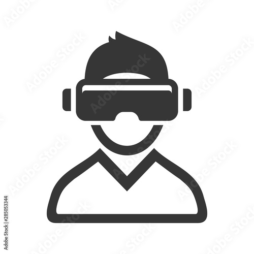 Virtual Reality Headset Icon on White Background. Vector