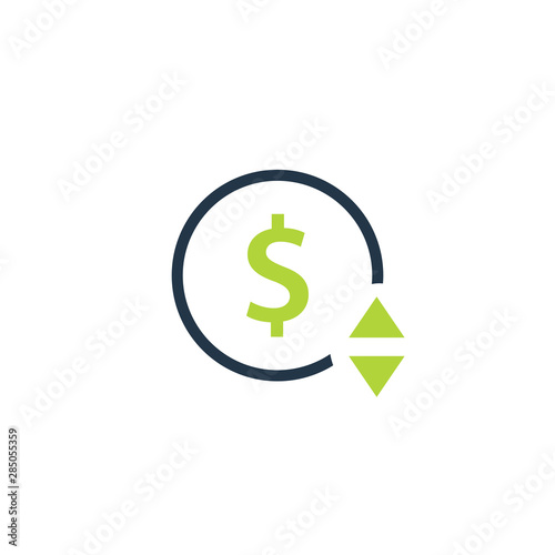 Change price green icon. Clipart image isolated on white background