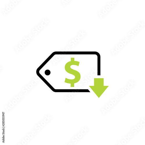 Cost reduction icon. Price tag. Clipart image isolated on white background