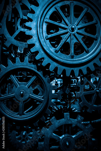 Large cog wheels in the motor photo